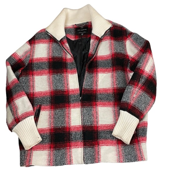 Lucky Brand Wool Oversized Buffalo Checker Plaid Zip Jacket Shacket - Picture 14 of 16